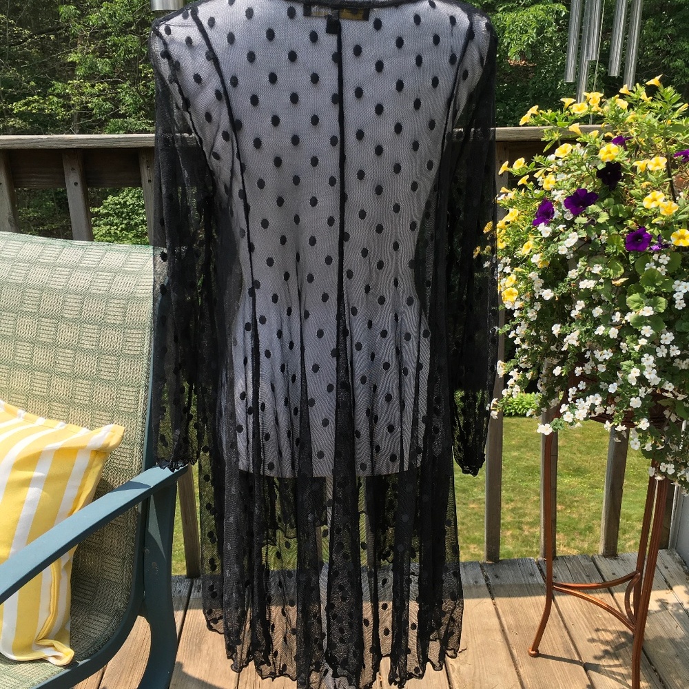 Liv by Habitat size M black sheer polka dot cover up or dress - Picture 3 of 5